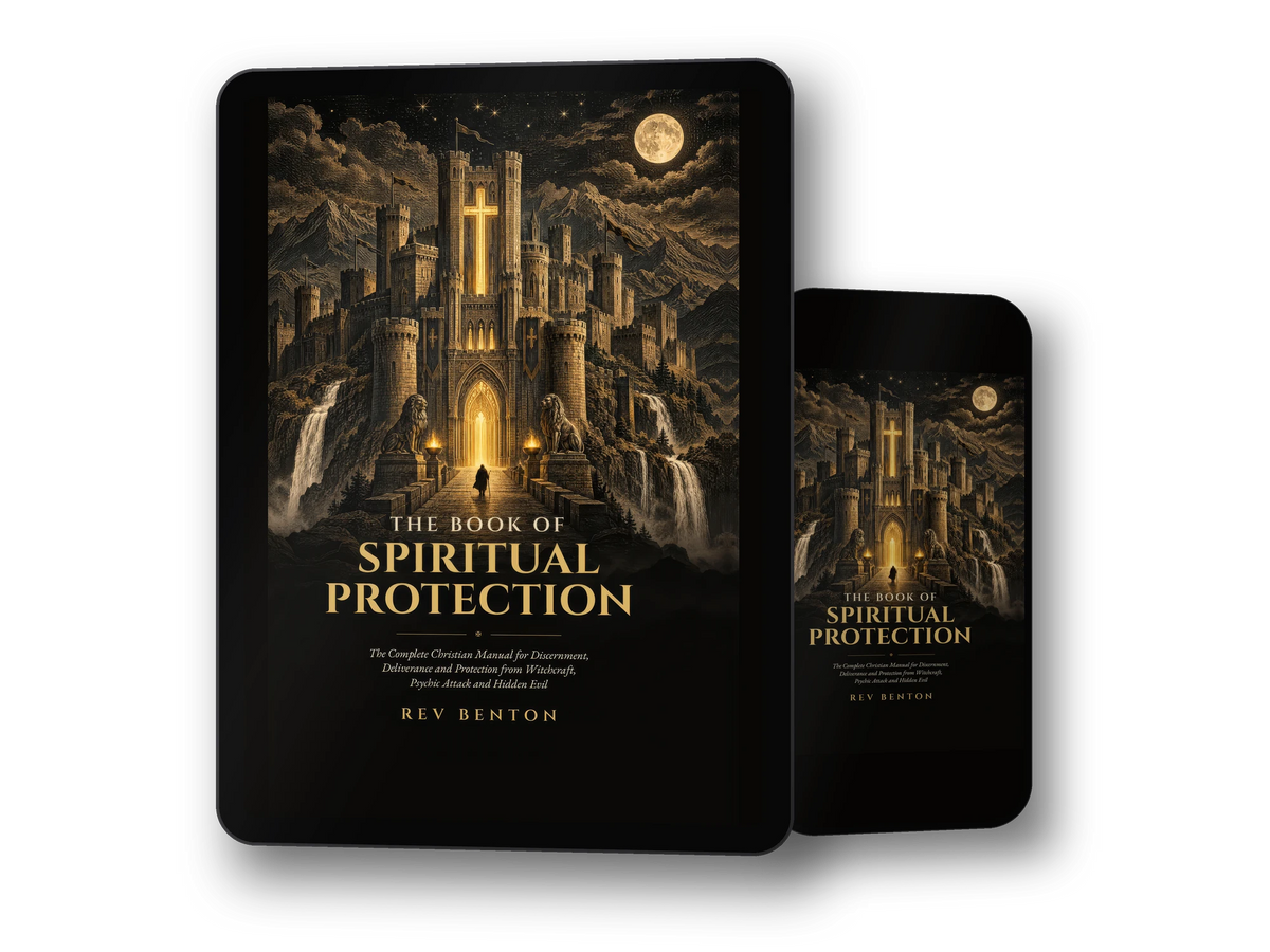The Book of Spiritual Protection EPUB digital edition shown on a tablet and phone