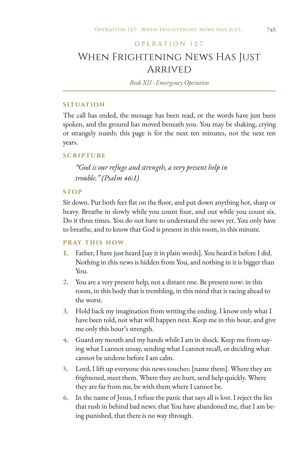 Interior page 745, Operation 127, an emergency operation