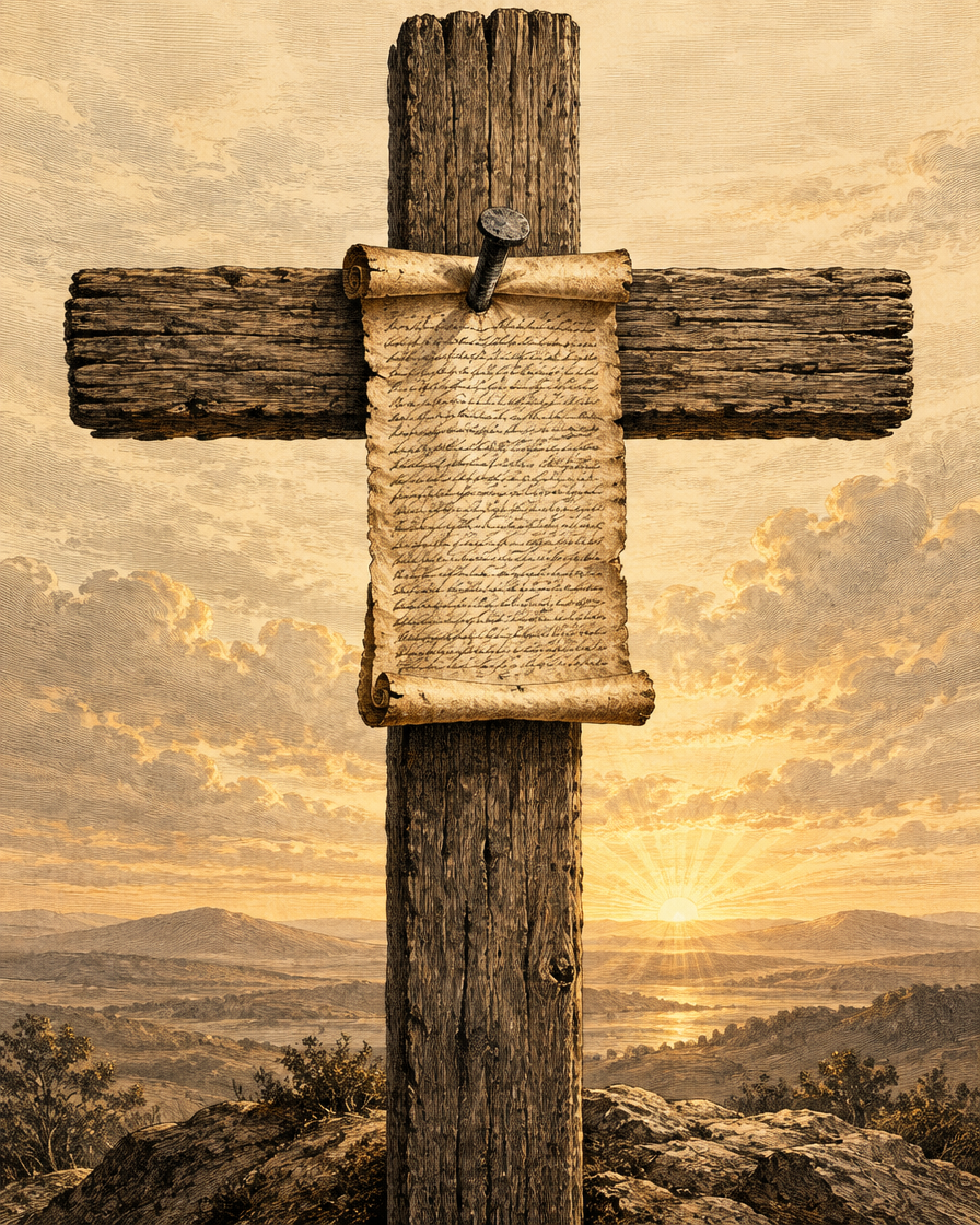 Engraved plate: Nailed to the Cross