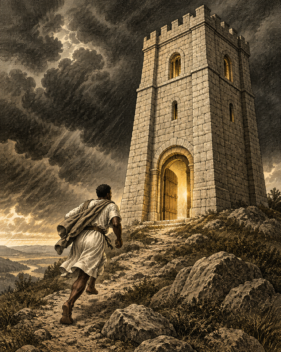 Engraved plate: The Strong Tower